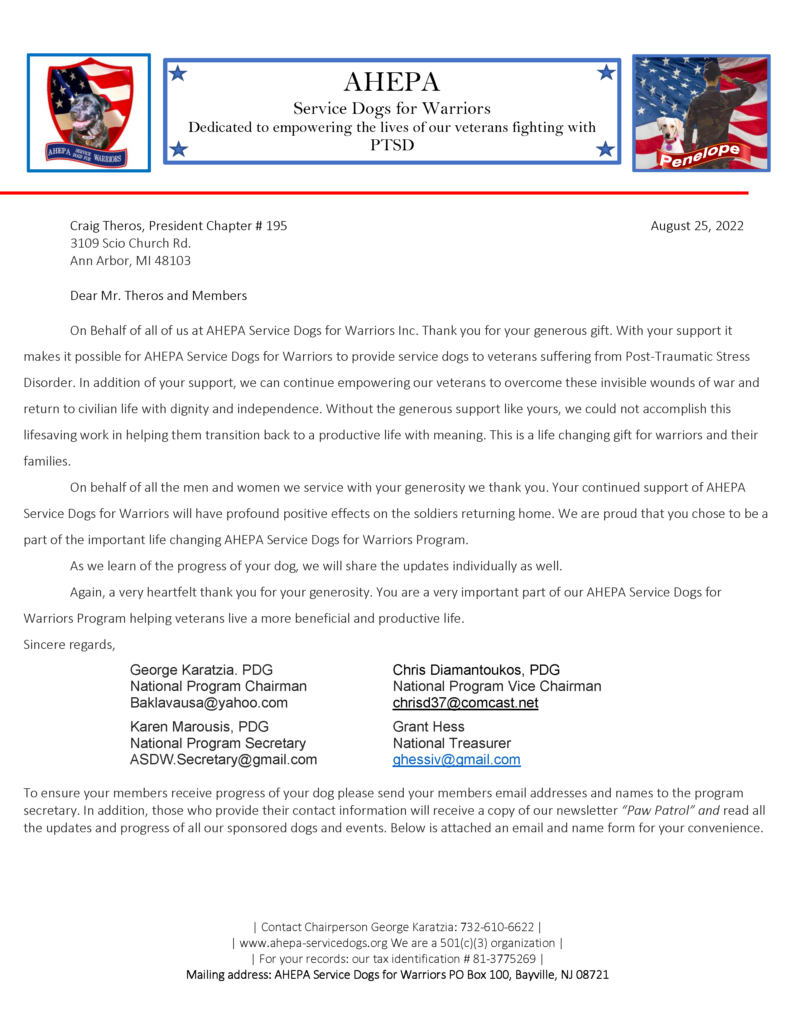 Boston AHEPA, AHEPA service Dogs for Warriors